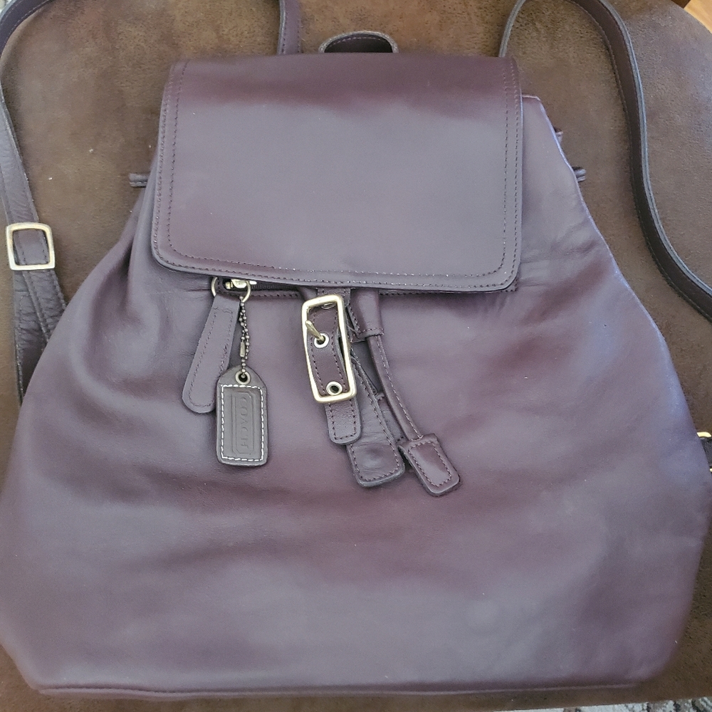 Coach Legacy Handcrafted Dark Brown  Leather Backpack Unisex Vintage